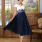 Aisha A-Line/Princess Chiffon Applique V-neck Short Sleeves Tea-Length Mother of the Bride Dresses DLP0020349