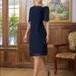 Skylar Sheath/Column Chiffon Beading Scoop 1/2 Sleeves Knee-Length Mother of the Bride Dresses DLP0020351