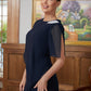 Skylar Sheath/Column Chiffon Beading Scoop 1/2 Sleeves Knee-Length Mother of the Bride Dresses DLP0020351