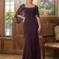 Patience Sheath/Column Stretch Crepe Lace Square 1/2 Sleeves Sweep/Brush Train Mother of the Bride Dresses DLP0020329