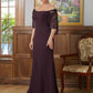 Patience Sheath/Column Stretch Crepe Lace Square 1/2 Sleeves Sweep/Brush Train Mother of the Bride Dresses DLP0020329