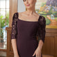 Patience Sheath/Column Stretch Crepe Lace Square 1/2 Sleeves Sweep/Brush Train Mother of the Bride Dresses DLP0020329