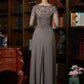 Tracy A-Line/Princess Chiffon Applique Scoop 3/4 Sleeves Floor-Length Mother of the Bride Dresses DLP0020303