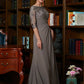 Tracy A-Line/Princess Chiffon Applique Scoop 3/4 Sleeves Floor-Length Mother of the Bride Dresses DLP0020303