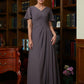 Tanya A-Line/Princess Chiffon Ruched V-neck Short Sleeves Floor-Length Mother of the Bride Dresses DLP0020304