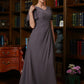 Tanya A-Line/Princess Chiffon Ruched V-neck Short Sleeves Floor-Length Mother of the Bride Dresses DLP0020304