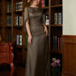 Charlie Sheath/Column 30D Chiffon Ruched Scoop Short Sleeves Floor-Length Mother of the Bride Dresses DLP0020340