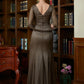 Charlie Sheath/Column 30D Chiffon Ruched Scoop Short Sleeves Floor-Length Mother of the Bride Dresses DLP0020340