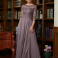 Nova A-Line/Princess Chiffon Lace Scoop 3/4 Sleeves Floor-Length Mother of the Bride Dresses DLP0020301