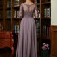 Nova A-Line/Princess Chiffon Lace Scoop 3/4 Sleeves Floor-Length Mother of the Bride Dresses DLP0020301