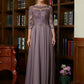 Nova A-Line/Princess Chiffon Lace Scoop 3/4 Sleeves Floor-Length Mother of the Bride Dresses DLP0020301