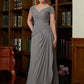 Lea A-Line/Princess Chiffon Applique Sweetheart Short Sleeves Floor-Length Mother of the Bride Dresses DLP0020328