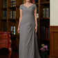 Lea A-Line/Princess Chiffon Applique Sweetheart Short Sleeves Floor-Length Mother of the Bride Dresses DLP0020328