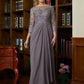 Meredith A-Line/Princess Chiffon Lace Scoop 3/4 Sleeves Floor-Length Mother of the Bride Dresses DLP0020341