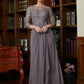 Meredith A-Line/Princess Chiffon Lace Scoop 3/4 Sleeves Floor-Length Mother of the Bride Dresses DLP0020341