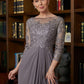 Meredith A-Line/Princess Chiffon Lace Scoop 3/4 Sleeves Floor-Length Mother of the Bride Dresses DLP0020341