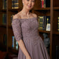 Hadley A-Line/Princess Chiffon Applique Off-the-Shoulder 3/4 Sleeves Floor-Length Mother of the Bride Dresses DLP0020308