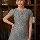 Nancy A-Line/Princess Tulle Lace Scoop Short Sleeves Floor-Length Mother of the Bride Dresses DLP0020310