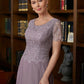 Meredith A-Line/Princess Chiffon Lace Scoop Short Sleeves Ankle-Length Mother of the Bride Dresses DLP0020353