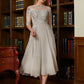 Brittany A-Line/Princess Chiffon Lace Scoop 3/4 Sleeves Tea-Length Mother of the Bride Dresses DLP0020300