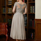 Brittany A-Line/Princess Chiffon Lace Scoop 3/4 Sleeves Tea-Length Mother of the Bride Dresses DLP0020300