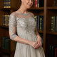 Brittany A-Line/Princess Chiffon Lace Scoop 3/4 Sleeves Tea-Length Mother of the Bride Dresses DLP0020300