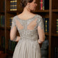 Brittany A-Line/Princess Chiffon Lace Scoop 3/4 Sleeves Tea-Length Mother of the Bride Dresses DLP0020300