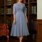 Victoria A-Line/Princess Chiffon Lace Scoop 1/2 Sleeves Tea-Length Mother of the Bride Dresses DLP0020356