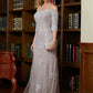 Dalia Sheath/Column Lace Applique Off-the-Shoulder 3/4 Sleeves Sweep/Brush Train Mother of the Bride Dresses DLP0020331