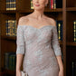 Dalia Sheath/Column Lace Applique Off-the-Shoulder 3/4 Sleeves Sweep/Brush Train Mother of the Bride Dresses DLP0020331