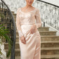 Jacquelyn Sheath/Column Satin Lace V-neck Long Sleeves Knee-Length Mother of the Bride Dresses DLP0020359