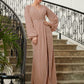 Camryn A-Line/Princess Chiffon Applique V-neck Long Sleeves Floor-Length Mother of the Bride Dresses DLP0020313