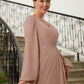 Camryn A-Line/Princess Chiffon Applique V-neck Long Sleeves Floor-Length Mother of the Bride Dresses DLP0020313