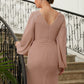 Camryn A-Line/Princess Chiffon Applique V-neck Long Sleeves Floor-Length Mother of the Bride Dresses DLP0020313