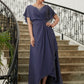 Kristin A-Line/Princess Chiffon Beading V-neck Short Sleeves Asymmetrical Mother of the Bride Dresses DLP0020312