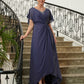 Kristin A-Line/Princess Chiffon Beading V-neck Short Sleeves Asymmetrical Mother of the Bride Dresses DLP0020312