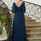 Kennedy A-Line/Princess Chiffon Ruched V-neck 1/2 Sleeves Floor-Length Mother of the Bride Dresses DLP0020344