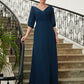 Kennedy A-Line/Princess Chiffon Ruched V-neck 1/2 Sleeves Floor-Length Mother of the Bride Dresses DLP0020344