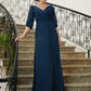 Kennedy A-Line/Princess Chiffon Ruched V-neck 1/2 Sleeves Floor-Length Mother of the Bride Dresses DLP0020344