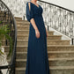 Kennedy A-Line/Princess Chiffon Ruched V-neck 1/2 Sleeves Floor-Length Mother of the Bride Dresses DLP0020344