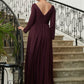 Aurora A-Line/Princess Chiffon Ruched V-neck Long Sleeves Floor-Length Mother of the Bride Dresses DLP0020345