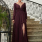 Aurora A-Line/Princess Chiffon Ruched V-neck Long Sleeves Floor-Length Mother of the Bride Dresses DLP0020345