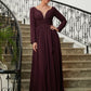 Aurora A-Line/Princess Chiffon Ruched V-neck Long Sleeves Floor-Length Mother of the Bride Dresses DLP0020345