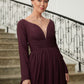 Aurora A-Line/Princess Chiffon Ruched V-neck Long Sleeves Floor-Length Mother of the Bride Dresses DLP0020345