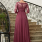 Pat A-Line/Princess Chiffon Lace V-neck 3/4 Sleeves Floor-Length Mother of the Bride Dresses DLP0020306