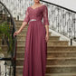 Pat A-Line/Princess Chiffon Lace V-neck 3/4 Sleeves Floor-Length Mother of the Bride Dresses DLP0020306