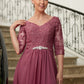 Pat A-Line/Princess Chiffon Lace V-neck 3/4 Sleeves Floor-Length Mother of the Bride Dresses DLP0020306