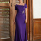 Lexie Sheath/Column Jersey Beading Square Short Sleeves Floor-Length Mother of the Bride Dresses DLP0020333