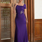 Lexie Sheath/Column Jersey Beading Square Short Sleeves Floor-Length Mother of the Bride Dresses DLP0020333