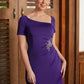 Lexie Sheath/Column Jersey Beading Square Short Sleeves Floor-Length Mother of the Bride Dresses DLP0020333